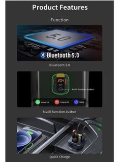 MR.SMART Car MP3 Music Player BT FM Transmitter Radio Receiver PD/USB Car Charger Hands-Free Calling Support U-Disk Playback Voltage Display  - Image 3