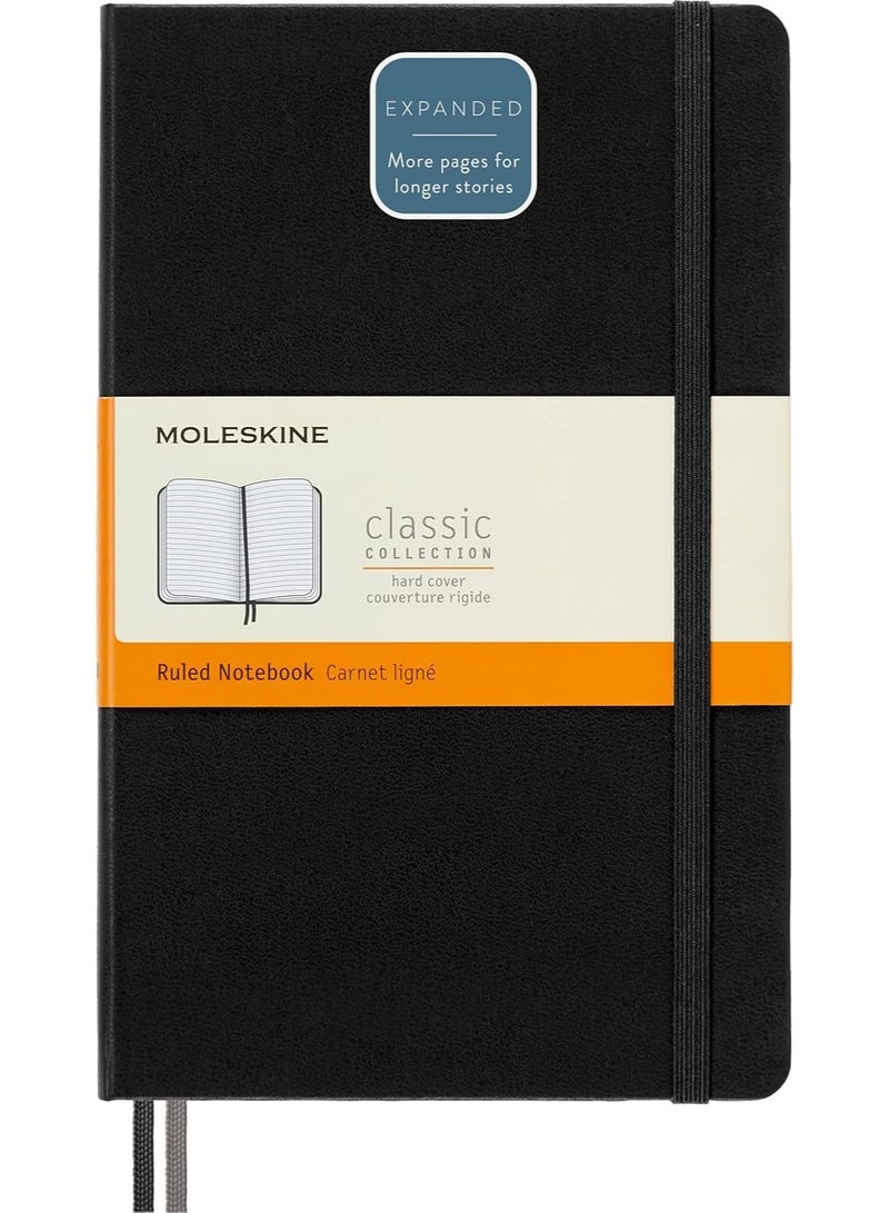 Moleskine Expanded Large Ruled Hardcover Notebook  Black