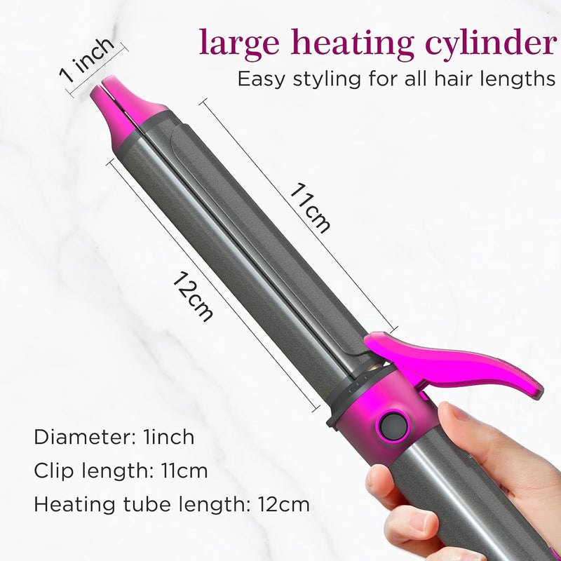 Lescolton Curling Iron and Straightener 2 in 1 Nano-Titanium Coating, Curler Iron with LCD Display, 27 Temperature Adjustable, 100-230 ℃ Curling and Sanding Brush Hair Dryer (Magenta) - Image 1