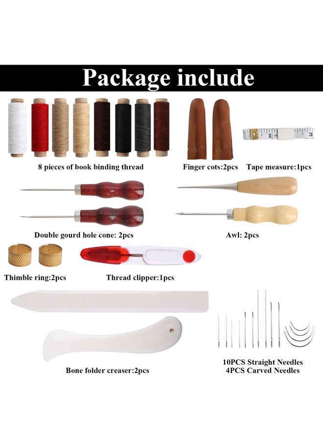 Samplife - Book Binding Kitsbookbinding Kit For Beginners Starter Tools Setbook Making Kit Bookbinding Supplies 34 Pcshand Bookbinding Tools With Bone Folder Creaser Awlwax Thread Sewing Supplies Kit - Image 1