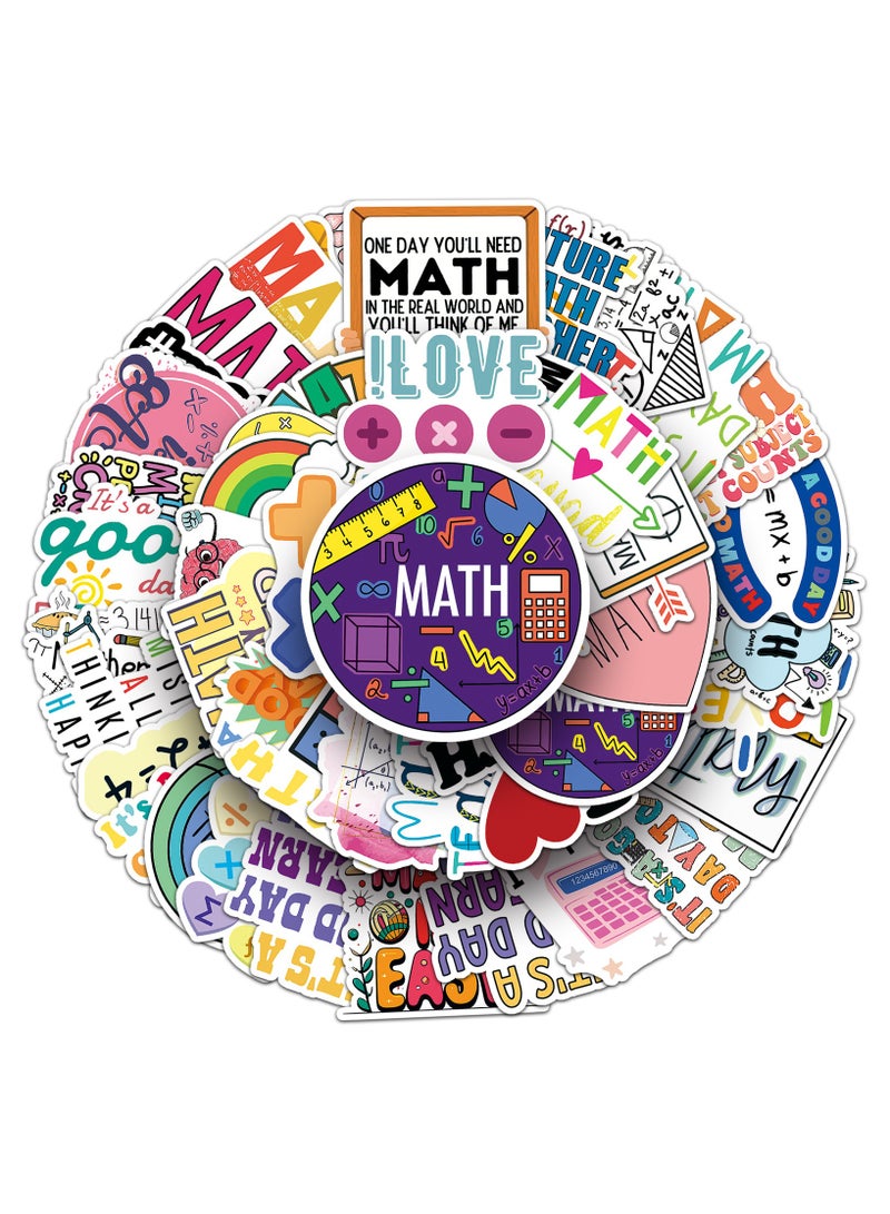 50 Packs Mathematics Stickers Water Bottles Laptop Phone Computer Guitar Skateboard Math Vinyl Sticker Waterproof Aesthetic Trendy Decals for Kids Teens Girls Adults - Image 1