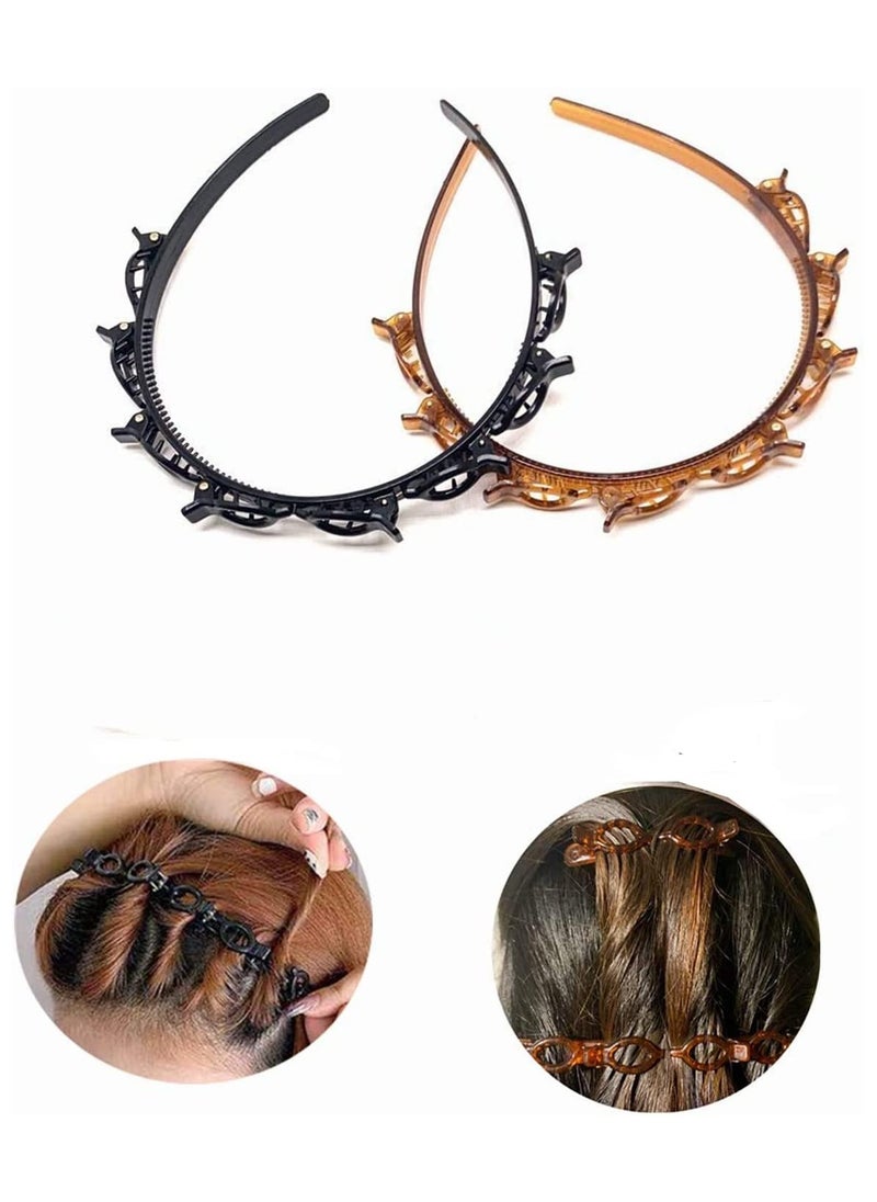 Excefore - Double Bangs Hairstyle Hairpin Headband for Girls Women Double Layer Twist Plait Headband Twister Hair Clip Tools Magic Braided Hairdressing Hairpin Korean Woven Fashion Braided Headbands Women - Image 1