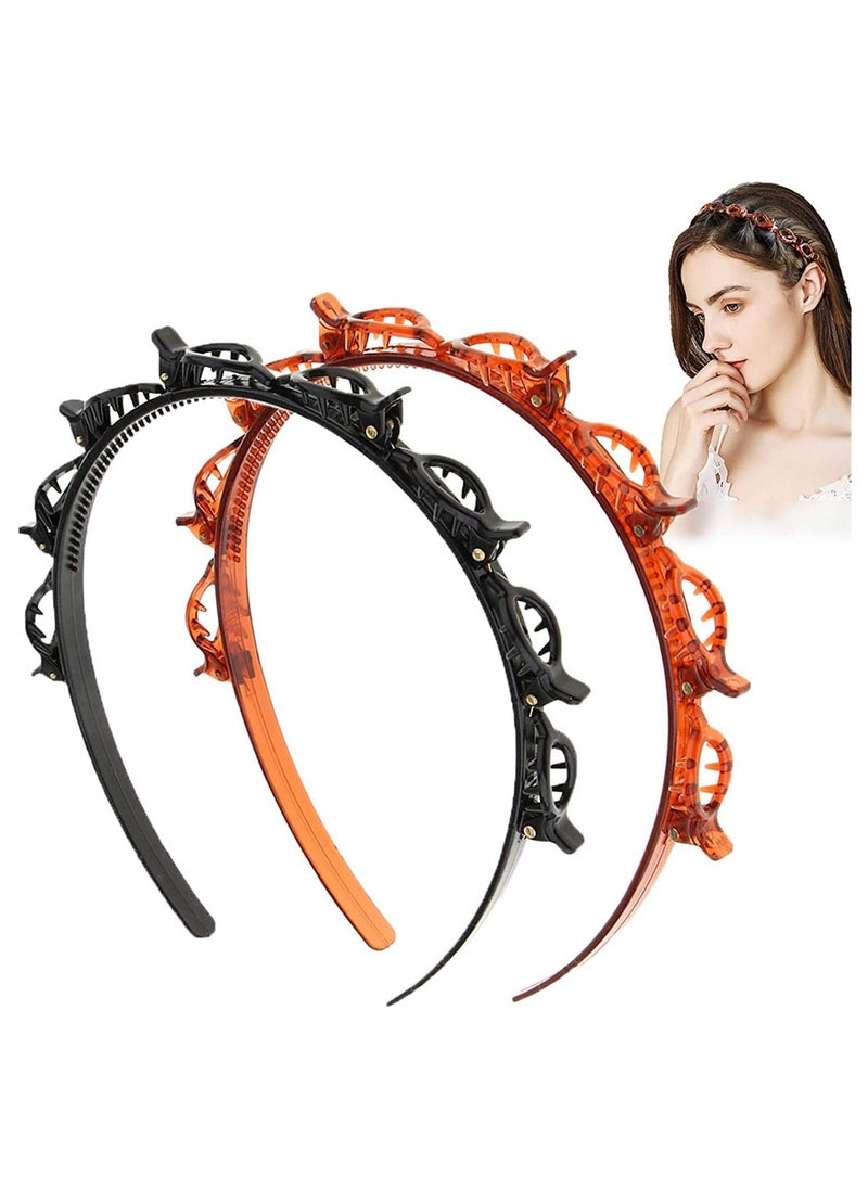 Excefore - Double Bangs Hairstyle Hairpin Headband for Girls Women Double Layer Twist Plait Headband Twister Hair Clip Tools Magic Braided Hairdressing Hairpin Korean Woven Fashion Braided Headbands Women - Image 1