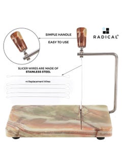 RADICALn Radicaln Marble Cheese Slicer Green Onyx 8"x5" Inch Cheese Cutter Handmade Cutting Board With Wire - Multi Purpose Kitchen Gadgets Soft Food Slicer, Butter Cutter - Comes With 4 Replacement Wires  - Image 5