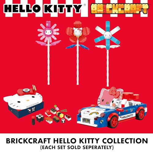 Brickcraft Officially Licensed Sanrio Hello Kitty Custom Convertible with Detailed face and Sticker Sheet Included 294 Pieces Multicolored Brick Building Set - Image 4