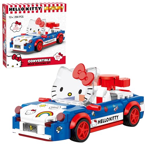 Brickcraft Officially Licensed Sanrio Hello Kitty Custom Convertible with Detailed face and Sticker Sheet Included 294 Pieces Multicolored Brick Building Set - Image 1