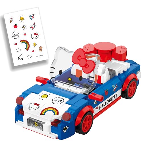 Brickcraft Officially Licensed Sanrio Hello Kitty Custom Convertible with Detailed face and Sticker Sheet Included 294 Pieces Multicolored Brick Building Set - Image 2