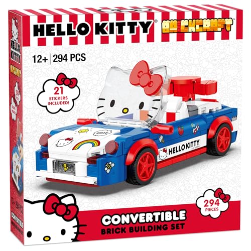 Brickcraft Officially Licensed Sanrio Hello Kitty Custom Convertible with Detailed face and Sticker Sheet Included 294 Pieces Multicolored Brick Building Set - Image 5