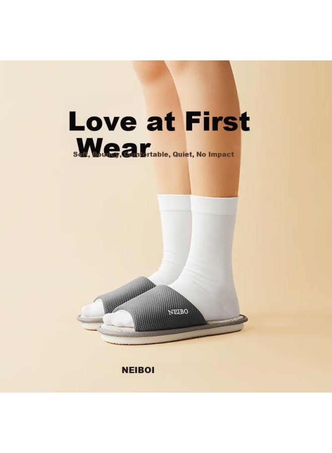 Neibo latex Cotton Linen Slippers Men's Spring And Autumn Oversized Anti-slip Anti-odor Linen Slippers Women Gray 39 - Image 5