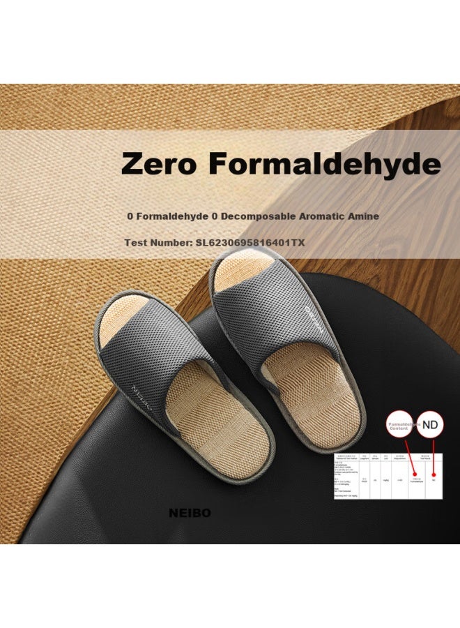 Neibo latex Cotton Linen Slippers Men's Spring And Autumn Oversized Anti-slip Anti-odor Linen Slippers Women Gray 39 - Image 2