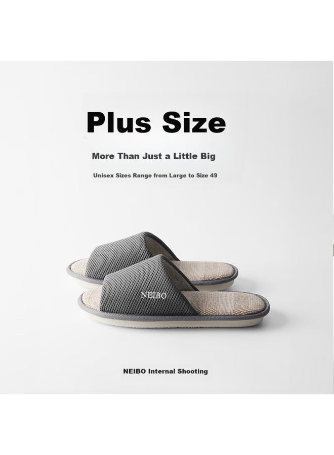 Neibo latex Cotton Linen Slippers Men's Spring And Autumn Oversized Anti-slip Anti-odor Linen Slippers Women Gray 39 - Image 4
