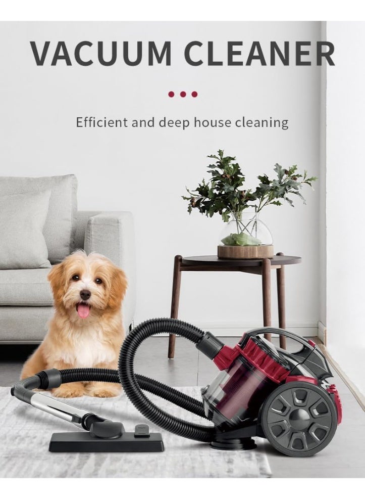 2600W Bagless Cylinder Vacuum Cleaner High Power Motor with Multi-Cyclone Suction  4-Stage HEPA Filter 1.5L Capacity & 5m Cable  for Pet Hair & All Floors - Image 4