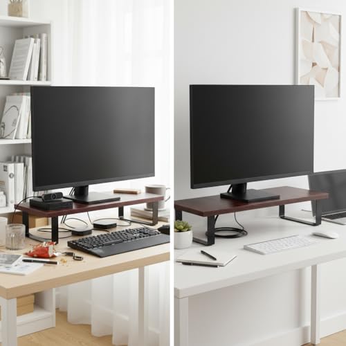 flux Monitor Stand Wooden | Monitor Stand Riser | PC Stand For Desktop Table | Non Slip, Material: Particle Board & Metal (Red) - Image 4