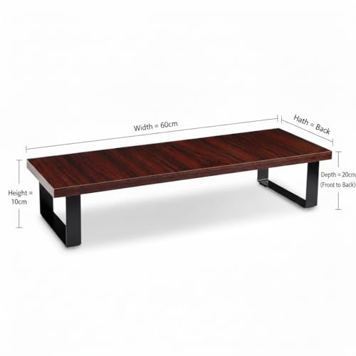 flux Monitor Stand Wooden | Monitor Stand Riser | PC Stand For Desktop Table | Non Slip, Material: Particle Board & Metal (Red) - Image 3