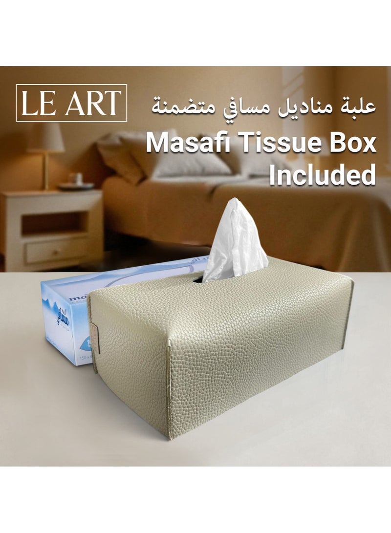 LeArt Leather Tissue Box Cover – Elegant Tissue Box Holder for Office Car Hotel Home Decor | Living Room Bedroom Bathroom | Facial Tissue Holder, Car Tissue Box Holder (Stone Grey) - Image 3