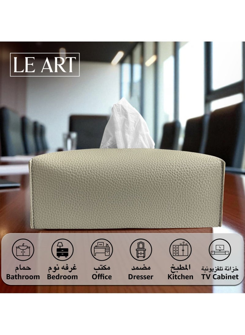 LeArt Leather Tissue Box Cover – Elegant Tissue Box Holder for Office Car Hotel Home Decor | Living Room Bedroom Bathroom | Facial Tissue Holder, Car Tissue Box Holder (Stone Grey) - Image 4
