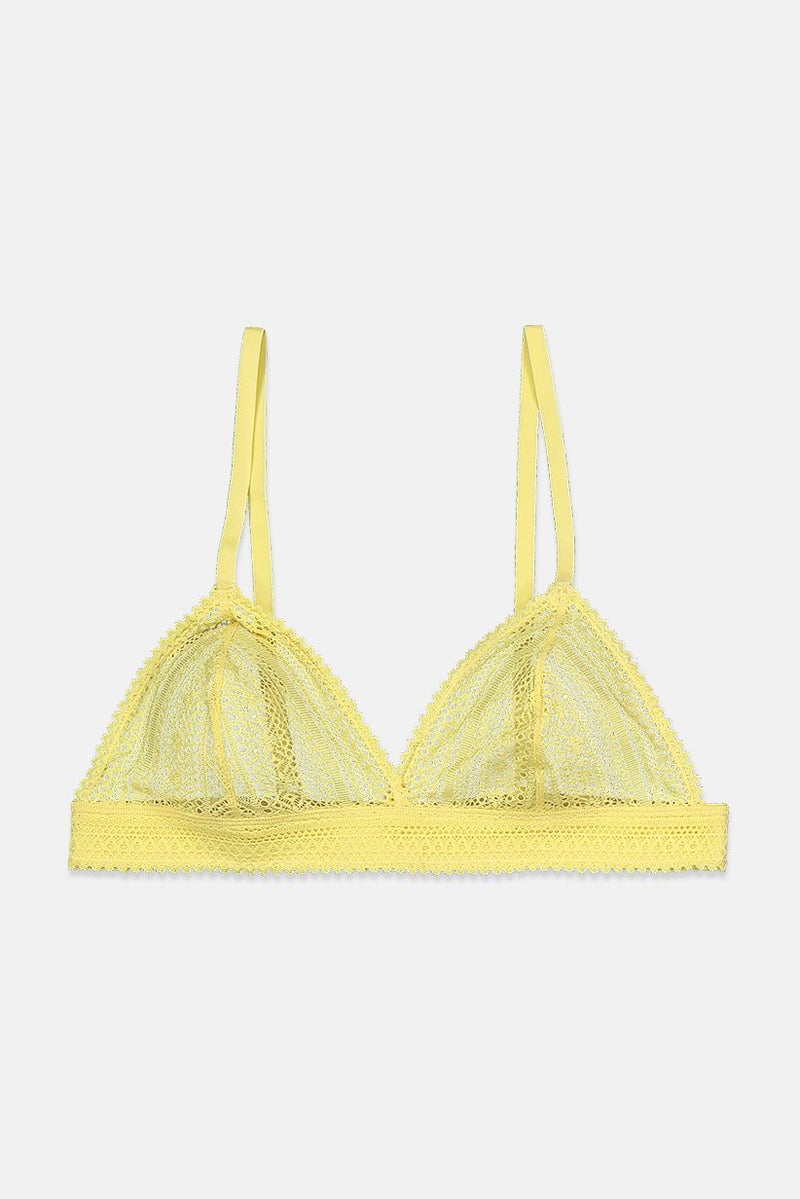 Etam Women Non,Padded Lace Triangle Bra, Yellow - Image 1