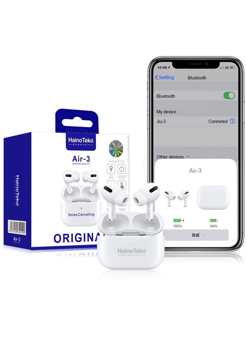 Haino Teko - Air3 True Wireless Earbuds - Noise Cancelling - Touch Sensor - Bluetooth 5.0 - Free Silicon Cover With Hook - Image 1