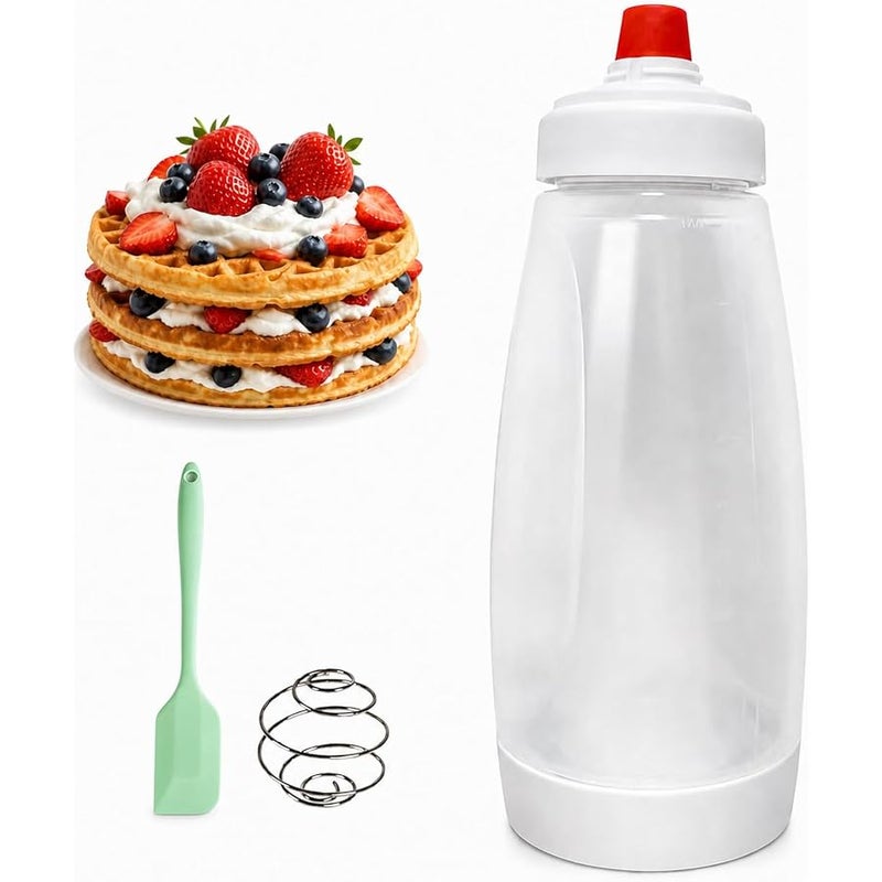 Korvanta Pancake Batter Dispenser,Pancake Batter Dispenser Bottle with Whisk Ball and Stand Base, Batter Mixer and Dispenser for Pancakes, Crepes, Waffle,Kitchen Baking Tool One Pack - Image 1