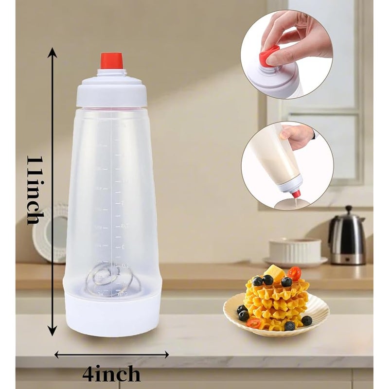 Korvanta Pancake Batter Dispenser,Pancake Batter Dispenser Bottle with Whisk Ball and Stand Base, Batter Mixer and Dispenser for Pancakes, Crepes, Waffle,Kitchen Baking Tool One Pack - Image 2