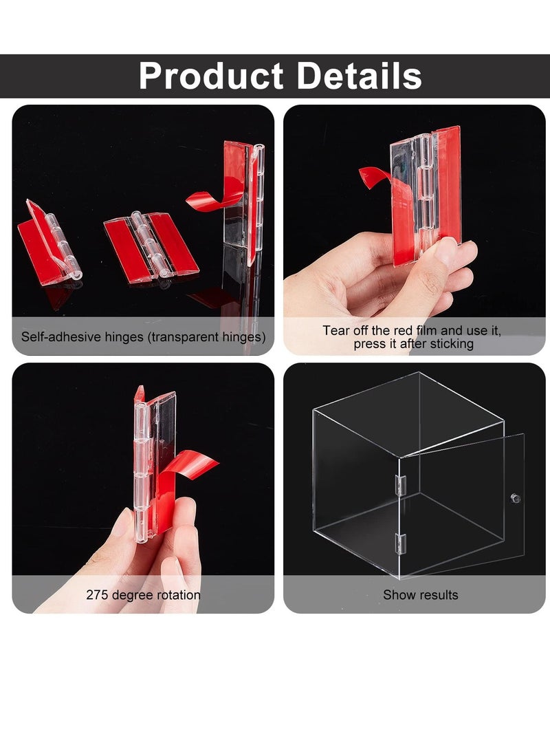 Excefore - Self Adhesive Clear Acrylic Hinges, 6 Pcs Acrylic Hinges, No Glue Required, 64.5 mm Continuous Piano Hinge, Self-Adhesive Folding Hinge for DIY Transparent Box, Storage Box, Display Stand - Image 1