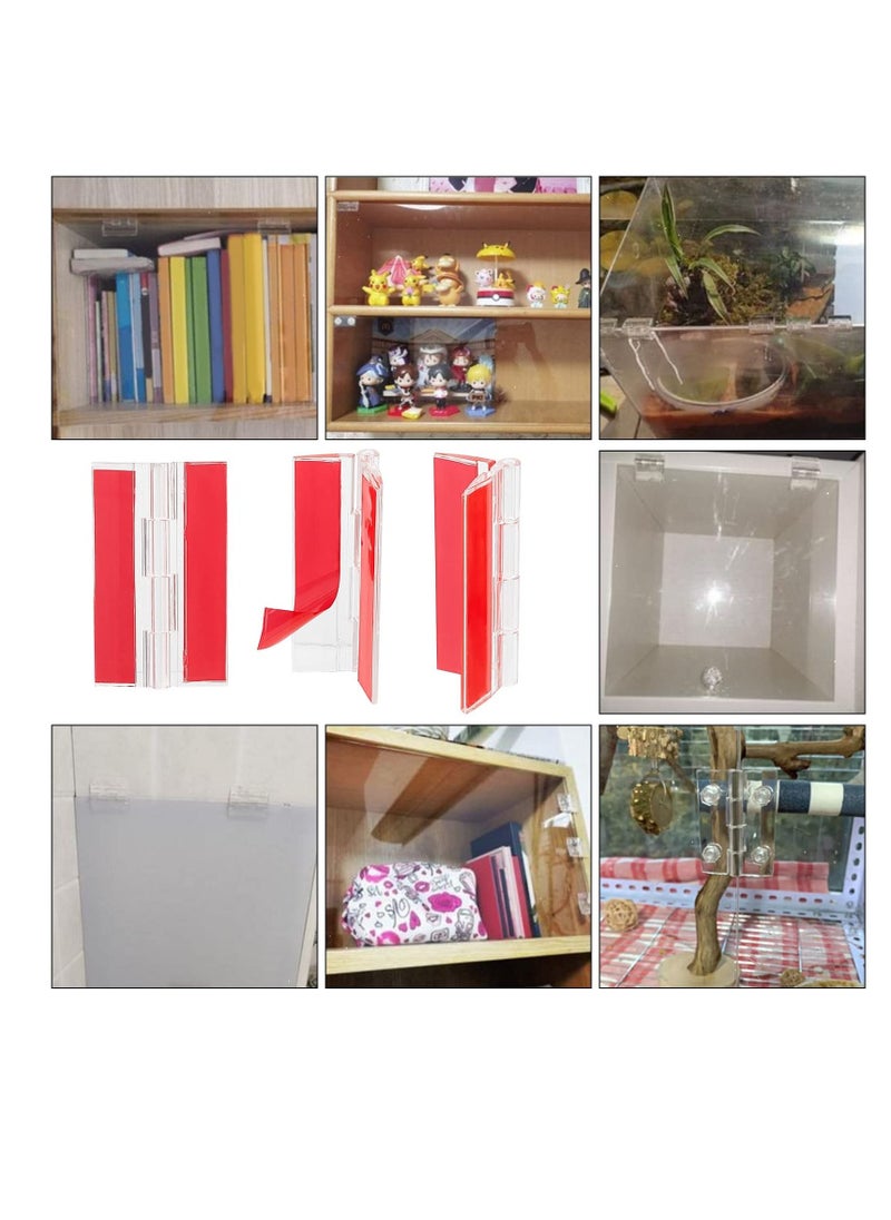 Excefore - Self Adhesive Clear Acrylic Hinges, 6 Pcs Acrylic Hinges, No Glue Required, 64.5 mm Continuous Piano Hinge, Self-Adhesive Folding Hinge for DIY Transparent Box, Storage Box, Display Stand - Image 1