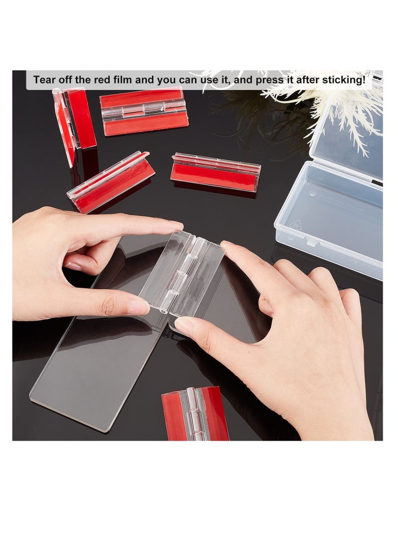 Excefore - Self Adhesive Clear Acrylic Hinges, 6 Pcs Acrylic Hinges, No Glue Required, 64.5 mm Continuous Piano Hinge, Self-Adhesive Folding Hinge for DIY Transparent Box, Storage Box, Display Stand - Image 1