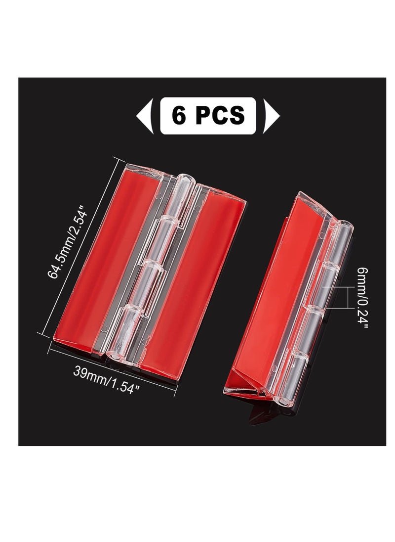 Excefore - Self Adhesive Clear Acrylic Hinges, 6 Pcs Acrylic Hinges, No Glue Required, 64.5 mm Continuous Piano Hinge, Self-Adhesive Folding Hinge for DIY Transparent Box, Storage Box, Display Stand - Image 1