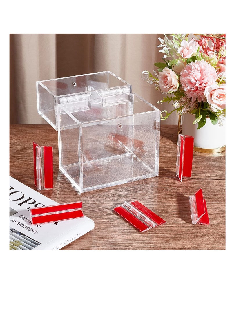 Excefore - Self Adhesive Clear Acrylic Hinges, 6 Pcs Acrylic Hinges, No Glue Required, 64.5 mm Continuous Piano Hinge, Self-Adhesive Folding Hinge for DIY Transparent Box, Storage Box, Display Stand - Image 1