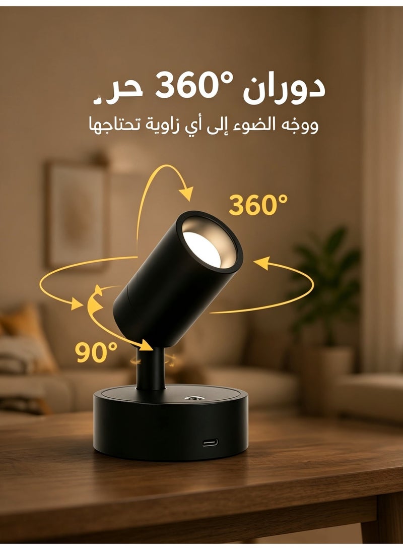 BlueHole Rechargeable Magnetic LED Spotlight Wireless Touch Dimmable Reading Lamp 3 Color Temperatures 360° Rotation Bedroom Nightstand Cabinet Ambient Light - Image 5
