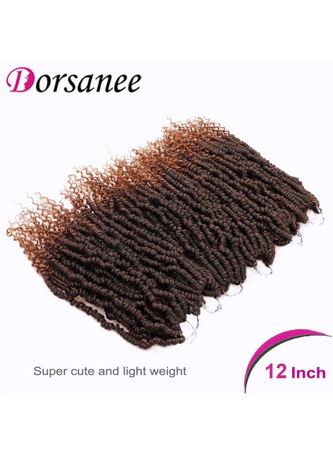 Dorsanee Bomb Twist Crochet Hair 12 Inch 6 Packs Ombre Brown Mini Passion Twist Crochet Hair for Black Women Pre-looped Spring Twist Crochet Braids Nubian Twist Synthetic Hair Extension (T30#) - Image 2