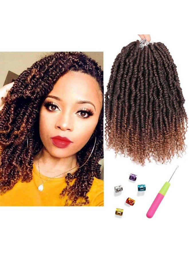 Dorsanee Bomb Twist Crochet Hair 12 Inch 6 Packs Ombre Brown Mini Passion Twist Crochet Hair for Black Women Pre-looped Spring Twist Crochet Braids Nubian Twist Synthetic Hair Extension (T30#) - Image 1