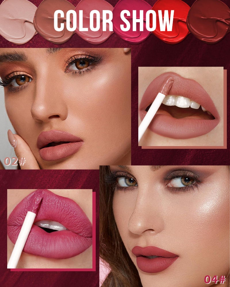 LYSdefeu Matte Liquid Lipstick for Women-2Pcs Orange & Rose Pink Highly Pigmented Lip Stain Tint,Velvet Matte Lip Gloss,Long Lasting Up to 16H Wear,Waterproof Smudge-proof Non-Stick Cup Lip Makeup-02+04 - Image 2