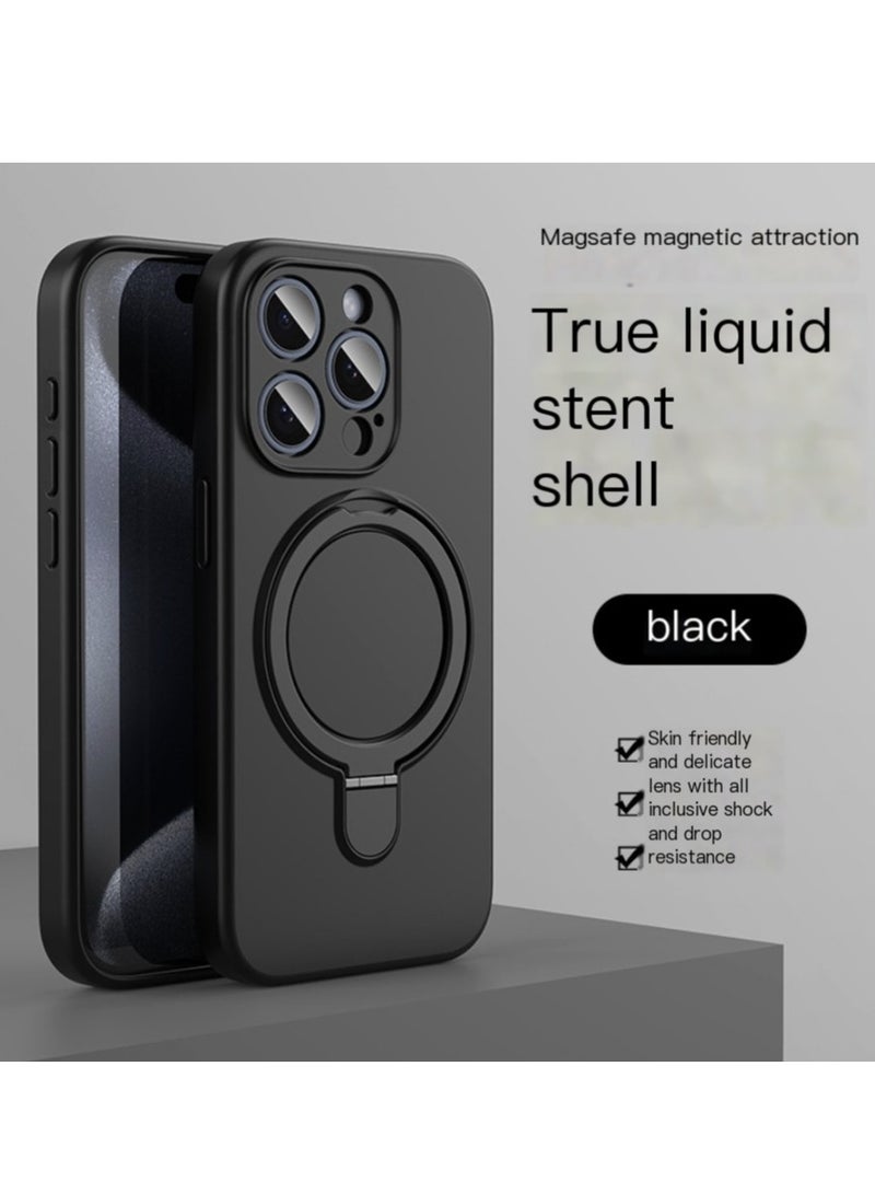 iPhone  Magsafe Case, Multi-Purpose Invisible Stand, Liquid Silicone, Drop & Water Resistant, Black - Image 1