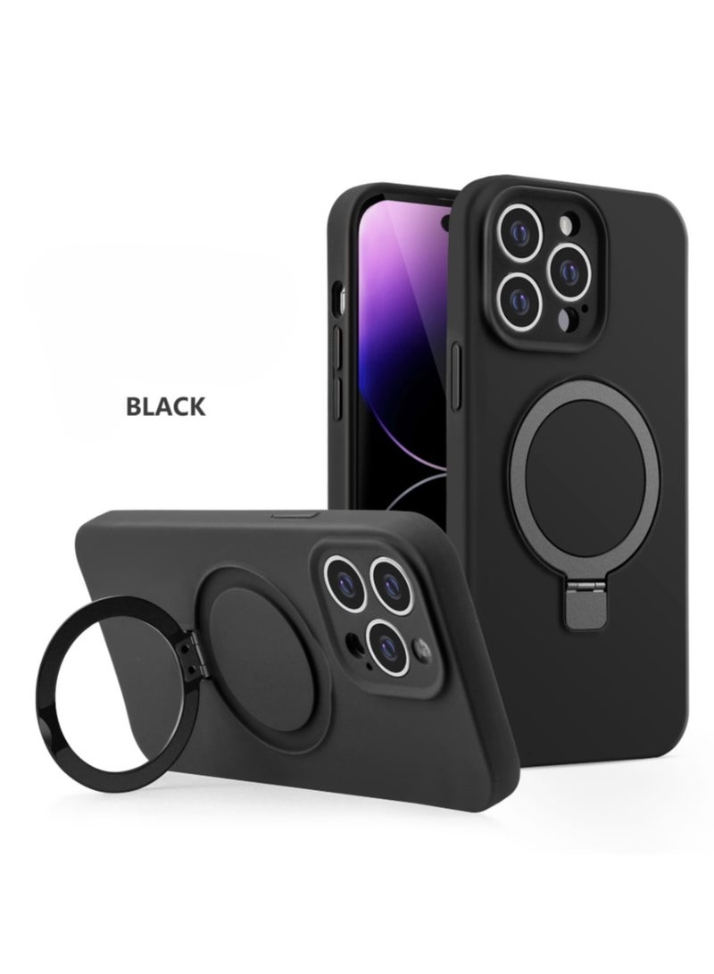 iPhone  Magsafe Case, Multi-Purpose Invisible Stand, Liquid Silicone, Drop & Water Resistant, Black - Image 4