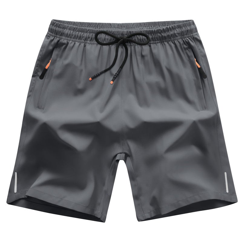 ANHDM Boys Athletic Shorts Quick Dry Sport Shorts Lightweight Running Shorts with Zipper Pockets (Pack of 2), B/Black&Grey, 13-14T - Image 3