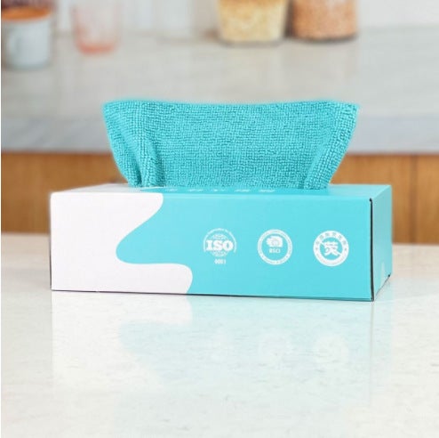 Generic Removable rag kitchen special absorbent non-lint lazy rag non-stick oil dish cloth disposable household wipe Blue/70 per box