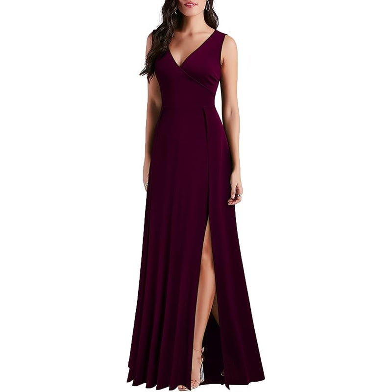 MUSHARE Women's V Neck Sleeveless Split Formal Dress Cocktail Party Prom Long Dresses - Image 3