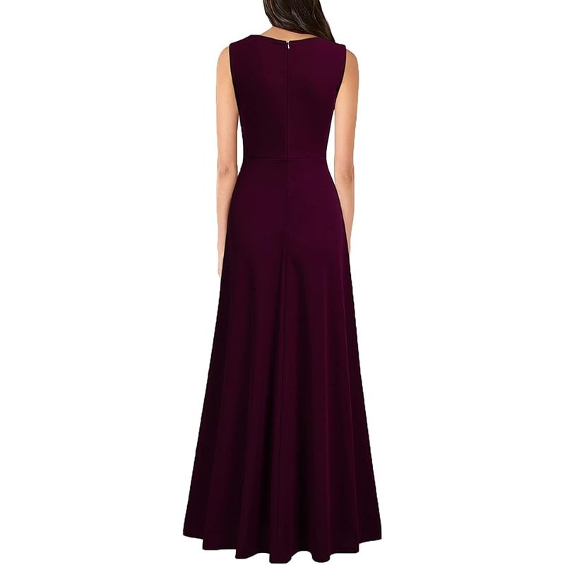 MUSHARE Women's V Neck Sleeveless Split Formal Dress Cocktail Party Prom Long Dresses - Image 2