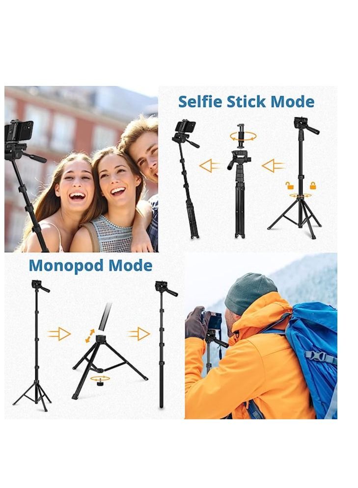 Jmary Tripod Stand With Selfie Stick Black - Image 2