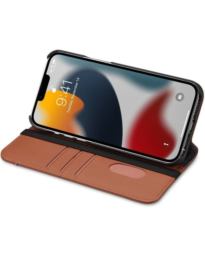 محفظة جلدية فاخرة قابلة للطي مقاومة للصدمات مع غطاء حامل بطاقة لهاتف iPhone 13 Pro Max بني - Image 4