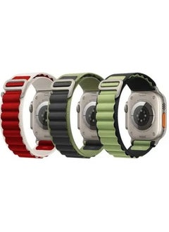 3Pack for Apple Watch Alpine Loop Band 49mm/45mm/44mm Nylon Woven Sport Strap Compatible with iWatch Series 8/Ultra/7/SE/6/5/4/3/2/1 Red,White/Green,Black/Black,Green