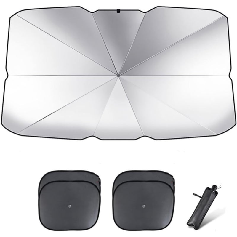 بوليفياز مظلات شمسية للسيارة بوليفيا للزجاج الأمامي 80x140 سم 5 طبقات طلاء كتلة الأشعة فوق البنفسجية غطاء كامل مظلات السيارات مظلة قابلة للطي للزجاج الأمامي للسيارة غطاء الظل الشمسي مظلة الظل للسيارة شاحنة سيارات الدفع الرباعي