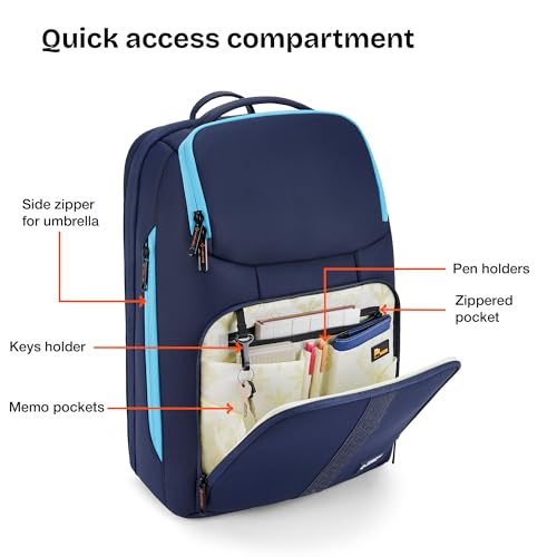 Nasher Miles Newark Corporate Backpack | Premium Reversed Polyester Laptop Backpack 30L | Ideal for Office, College, School & Travel | Men, Women, Boys, Girls (Navy Blue) - Image 4