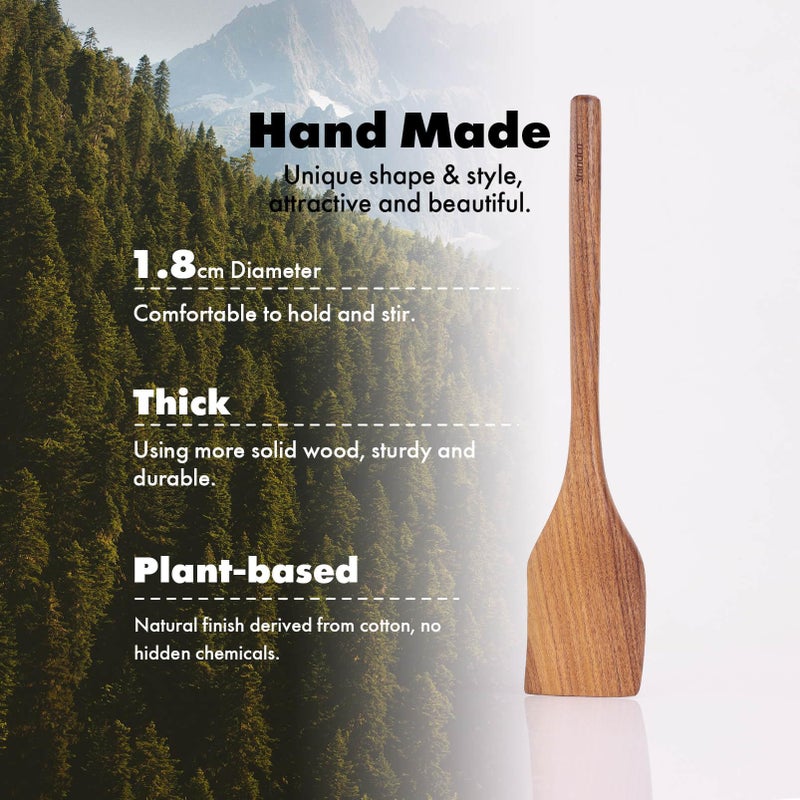 Standcn Acacia Wood Utensils Set - 6 Piece Handmade Wooden Spoons for Cooking, Natural Acacia Wood Kitchen Utensils for Non-stick Cookware, Turner, Serving Spoon, Slotted Spoon, Soup Ladle, Spaghetti - Image 4