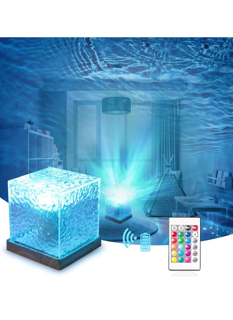 General Bluetooth Connected LED Projector Light,Northern Lights Ocean Wave Projector Light, 16 Colors Gradual Rotating Flame Water Lamp, Wave Night Light with Remote Control for Office Bar Restaurant Underwa  - Image 1