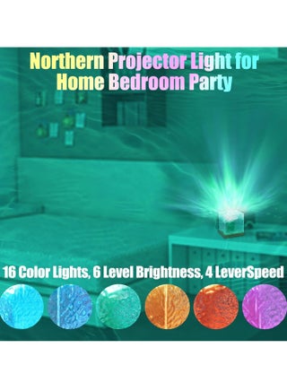 Bluetooth Connected LED Projector Light,Northern Lights Ocean Wave Projector Light, 16 Colors Gradual Rotating Flame Water Lamp, Wave Night Light with Remote Control for Office Bar Restaurant Underwa - view 4