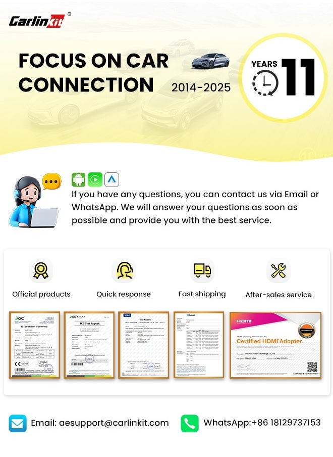 Carlinkit - CarlinKit A2A Wireless Android Auto Dongle Wireless adapter Google assistant Map For 98% Car With Wireless Android Auto 5.8Ghz WiFi Quick Automatic connection FOTA Upgrade - Image 1