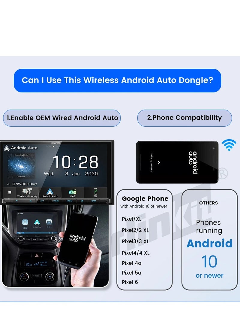 Carlinkit - CarlinKit A2A Wireless Android Auto Dongle Wireless adapter Google assistant Map For 98% Car With Wireless Android Auto 5.8Ghz WiFi Quick Automatic connection FOTA Upgrade - Image 1