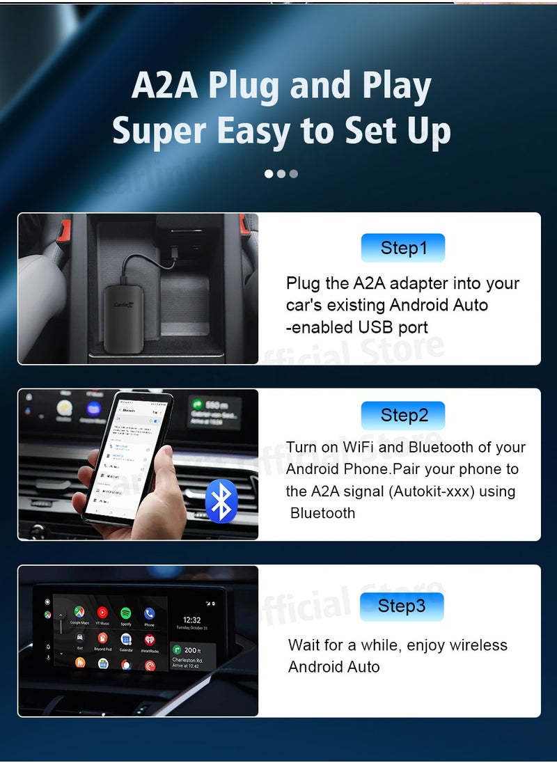 Carlinkit - CarlinKit A2A Wireless Android Auto Dongle Wireless adapter Google assistant Map For 98% Car With Wireless Android Auto 5.8Ghz WiFi Quick Automatic connection FOTA Upgrade - Image 1